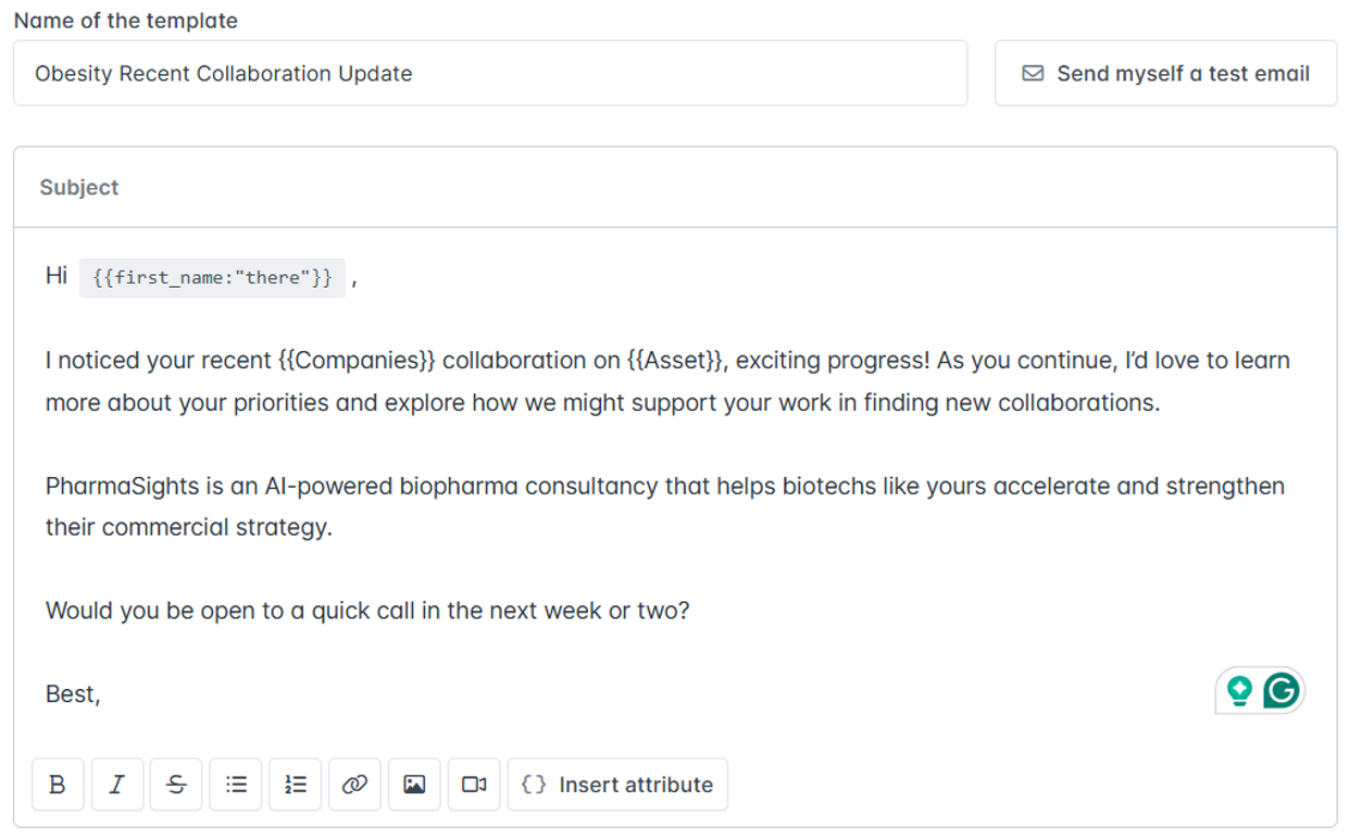 Email Template - Obesity Recent Collaboration Update
